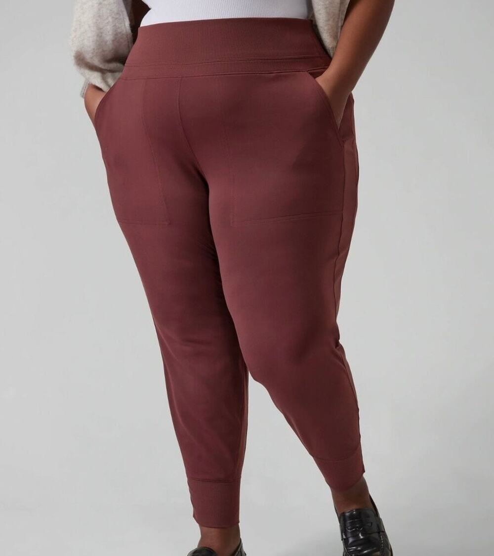 ATHLETA Venice Velvet Stripe Jogger Sweatpants Burgundy 2X